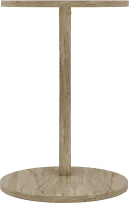 Produktbild von Beistelltisch ’Holeby’ Kaffeetisch C-Form mit Rollen rund 56 x Ø 38 cm Travertin