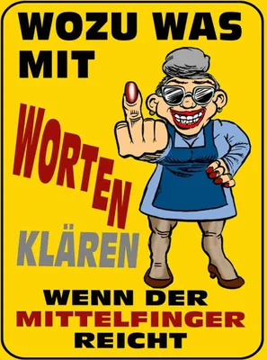 Produktbild von vianmo Holzschild 40x30 cm Wozu Wörter Mittelfinger reicht