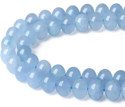 Produktbild von Aquamarin Perlen zum Auffädeln 8mm Naturstein Kristalle für Schmuck DIY 47 Stück
