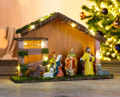 Produktbild von LED betlém s 9 figurkami - osvětlený betlém s figurkami z betlému