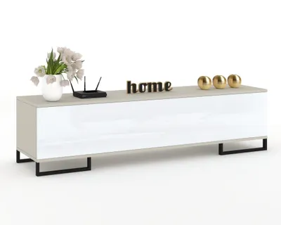 Produktbild von TV-Lowboard Fernsehschrank SIMPLY STEHEND Cashmere/Weiß Hochglanz 120cm