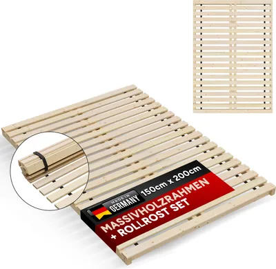 Produktbild von starrer Lattenrost, Rahmen inkl Rollrost bis 300Kg Flächenlast Breite 150 cm Länge 200 cm Marke " TUGA - Holztech "
