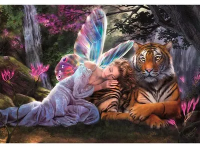 Image de Puzzle le tigre et la fée papillon 1500 pièces - collection fantastique - clementoni - 31754