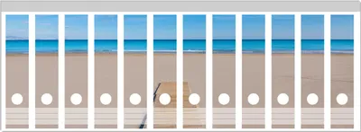 Produktbild von Wallario Ordnerrücken Sticker, selbstklebend für breite Ordner, 12 Stück, Motiv Auf dem Holzweg zum blauen Meer