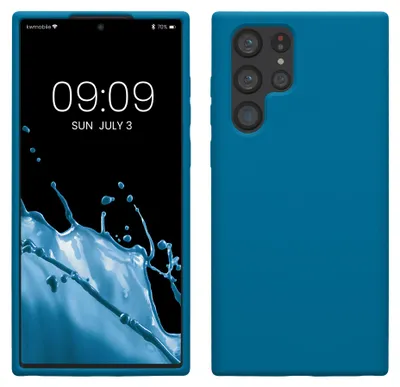 Produktbild von kwmobile Handyhülle für Samsung Galaxy S22 Ultra Hülle - Case Silikon - Kabelloses Laden - Schutzhülle Cover in Blue Reef