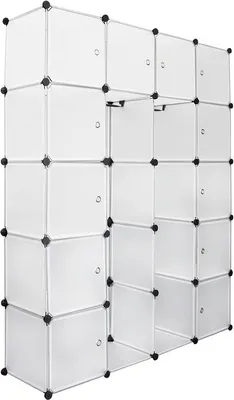 Produktbild von TolleTour 20 Boxen DIY Regalsystem Kleiderschrank Garderobenschrank Schrank Steckregal 142x37x180cm Weiß