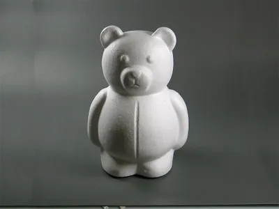 Produktbild von Styropor Bär 25cm groß weiß basteln bemalen Pailletten bekleben