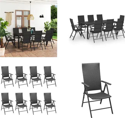 Image de vidaXL 9 pcs. Salon de jardin noir - Salon de jardin - Salons de jardin - Salons de jardin