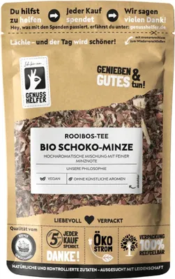 Produktbild von Rooibos-Tee Schoko-Minze , lose, harmonische Aromen, feine Süße und leicht minzig, unwiderstehliches Geschmackerlebnis, perfekt zum Entspannen, 10 x 100g