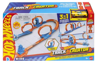 Productafbeelding van Hot Wheels Track Builder Set met drievoudige lus, inclusief 1 voertuig