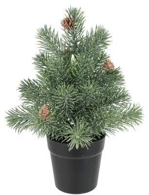 Immagine prodotto di Albero di Natale artificiale in miniatura con pigne, in vaso, altezza 32 cm. Decorazione natalizia