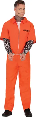 Immagine prodotto di Costume da ladro Tuta Halloween maniche tatuaggio gangster prigione, taglia: 52 - 54 (L) colore: arancione