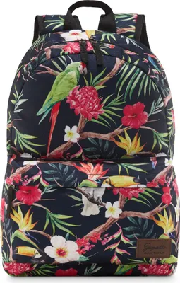 Produktbild von Zagatto ZG640 Damen Schwarz Rucksack mit Blumenmuster geräumig 46,5x31x14 cm 20L A4 Schulrucksack Reiserucksack