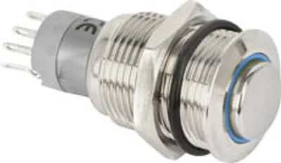 Produktbild von Metall-Einbaudrucktaster mit LED-Beleuchtung, LED-Ring blau