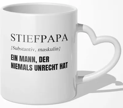 Produktbild von 22Feels Stiefpapa Geschenk Vatertag Geburtstag Bonuspapa Stiefvater Tasse Definition Weihnachten Patchwork Familie Kaffeetasse Männer Beste Stiefeltern (Herzhenkel Weiss)