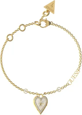 Image de Guess - Bracelet Guess pour femme en acier inoxydable, bicolore, LOVE ME TENDER - Bracelet - acier - allié or jaune et argent - 19 cm