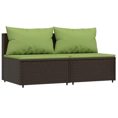 Zdjęcie produktu dla vidaXL Sofa ogrodowa z poduszkami 2 szt. Brązowy polirattan