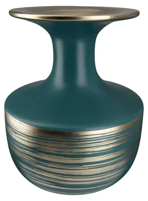 Image de Vase "Talin", rayé, en céramique, vert, lot de 2, hauteur 19 cm, diamètre 16 cm. Référence : 28936, code EAN : 4063387289365