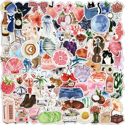 Produktbild von Watercolor Cartoon Sticker 100 Stück, für Scrapbooking