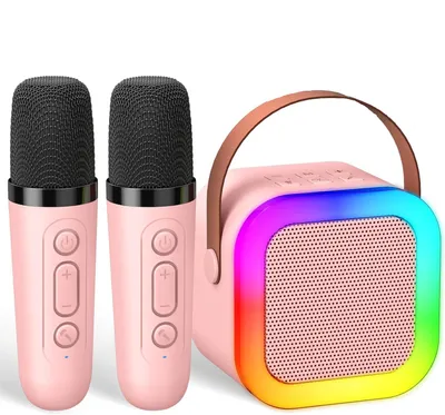 Produktbild von Karaoke Maschine, Computer-Mikrofone, Mikrofon, Mini-Karaoke-Maschine, Tragbarer Bluetooth-Lautsprecher mit Stimmeffekten & LED-Lichtern