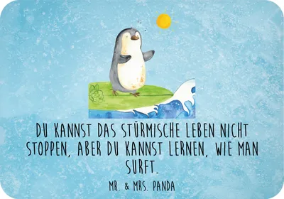Produktbild von Mr. & Mrs. Panda Kühlschrankmagnet Pinguin Surfer - Eisblau - Geschenk, Optimistisch, büromagnet, Portugal, Motiviert, Hawaii, holzmagnet, Pinnwandmagnet, Urlaub, magnet