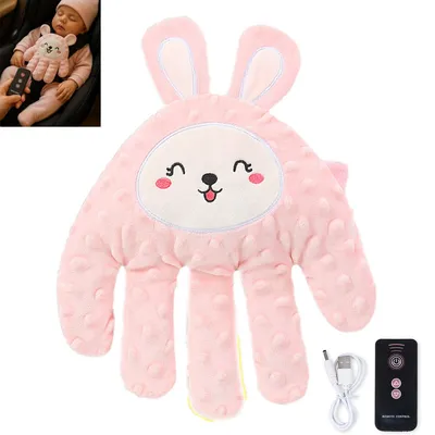 Produktbild von Baby-Handschlafhilfe, Fernbedienbar, beruhigend & schlaffördernd, 3 Modi, abnehmbarer waschbarer Bezug, Wärmekissen mit roten Bohnen, rosa Häschen
