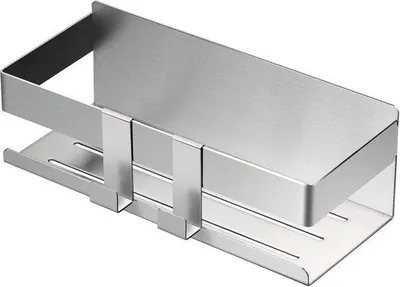 Produktbild von Duschablage aus Edelstahl 304 - selbstklebend, ohne Bohren, mit 2 Haken
