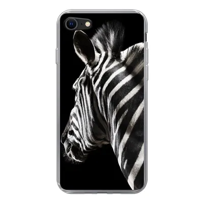 Produktbild von MuchoWow® Handyhülle Schutzhülle Hülle für iPhone 8 Zebra - Tier - Schwarz - Porträt Silikon Softcase Handy Hülle - Schutzhaube