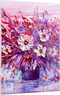 Produktbild von Bilder auf glas - Einteilig - Pastos Blumen Rosa - 50x70cm - Glasbilder - Wandbilder - Bilder - zum Aufhängen bereit - Wanddekoration aus Glas - Glas Bilder - Wandbild auf Glas - GPA50x70-4530