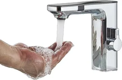 Produktbild von Badezimmer Waschbecken Wasserhahn, intelligenter Doppelsensor, Warm-Kalt-Wasser-Mischer