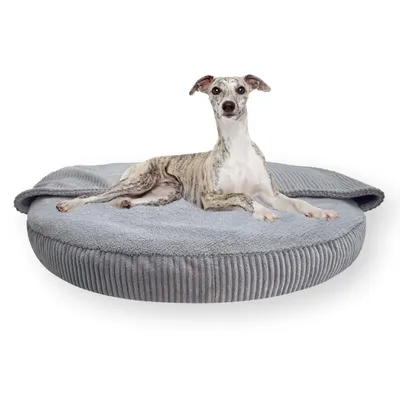 Produktbild von 4L Textil Hundebett große Hunde waschbar Hundehöhle Hundekorb mit Kapuze Hundeschlafsack Hundesofa für Mittelgroße Hunde (70x70 cm, Grau)