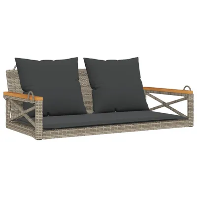 Produktbild von Hängebank mit Kissen Grau 109x62x40 cm Poly Rattan