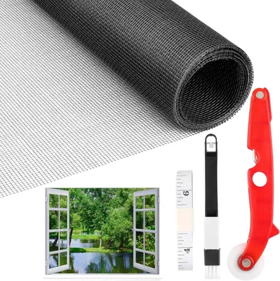 Obrázok produktu pre Sieťka proti hmyzu na okná, 120 x 250 cm, čierna, strihateľná, bez vŕtania, ochrana proti hmyzu