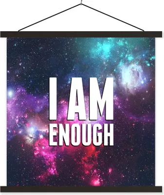Produktbild von MuchoWow® Textilposter Sprichwörter - 'Ich bin genug' - Zitate - Jungen - Mädchen - Kinder 40x40 cm mit schwarzem Rahmen - Fotos