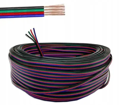 Zdjęcie produktu dla Rosfix Kabel RGB 4x0,35 mm² AWG22 1 m – 4-żyłowy, Miedź Cynowana, Izolacja PVC | Do Taśm LED, Elastyczny, Kodowany Kolorami