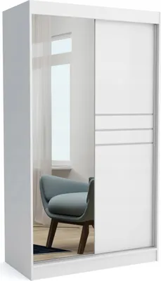 Produktbild von Moderner Kleiderschrank mit Schiebetüren TONY 100 cm (WEISS)