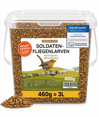 Imagen del producto de Larvas de mosca soldado deshidratadas, 460g (equivalente a 3 litros). Ricas en proteínas. Tamaño: 460g (paquete individual)