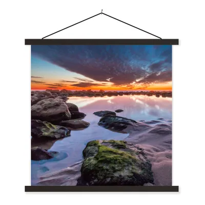 Produktbild von MuchoWow® Textilposter Felsen - Wasser - Natur 60x60 cm mit schwarzem Rahmen - Posteraufhänger