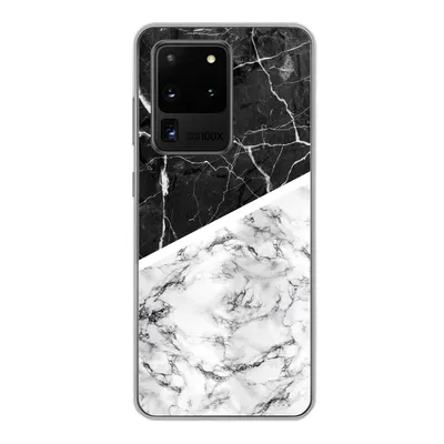 Produktbild von MuchoWow® Handyhülle Schutzhülle Hülle für Samsung Galaxy S20 Ultra Marmor - Schwarz - Weiß Silikon Softcase Handy Hülle - Karteninhaber