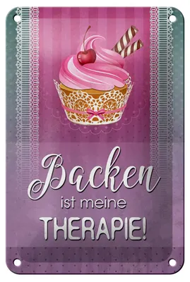 Produktbild von Blechschild Spruch 12x18cm Backen ist meine Therapie