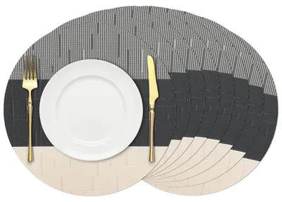 Produktbild von Runde Platzsets Kunststoff, hitzebeständig, 38 cm, 8-teilig, für den Esstisch