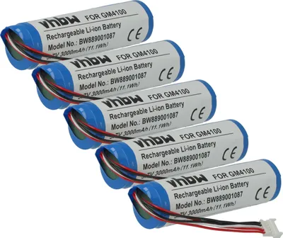 Produktbild von vhbw 5x Akku kompatibel mit Datalogic Gryphon GM4430, RBP-GM40 Barcodescanner POS (3000 mAh, 3,7 V, Li-Ion)