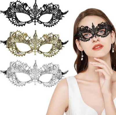 Produktbild von Famanu Set aus 3 Spitzen-Oogmasken für Frauen - Maskerade & Festaccessoire