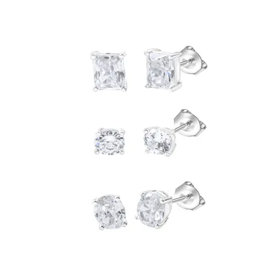 Produktbild von Celesta Silber Ohrstecker Set 925/- Sterling Silber 1,0cm weiß Zirkonia weiß 360221949