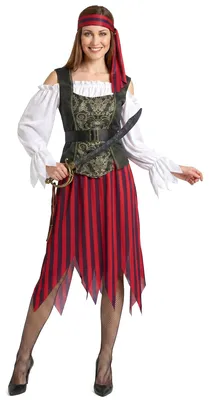Zdjęcie produktu dla Kostium damski Buccaneer piracki czerwono-czarno-biały - L