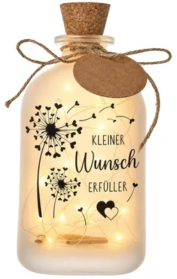 Wunschflasche aus Glas mit LED-Lichterkette, Geldgeschenk-Set