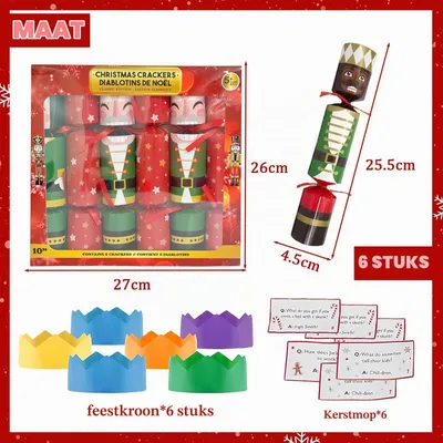 Productafbeelding van Kinderen kerstkrackers luxe met novelty - Set van 6 - Kerstmis familie crackers Kerstman bouwsteen kerstfeest