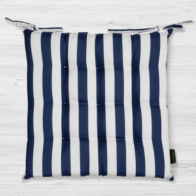 Obrázok produktu pre EUROFIRANY | Vankúš na sedenie - Vankúš na stoličku - GARDEN02 - 40x40 cm - Modrý pruhovaný - Vodoodolný a pohodlný