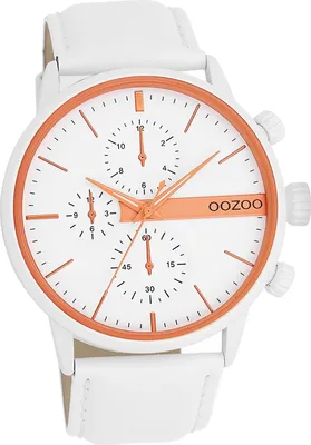 Obrázok produktu pre Oozoo pánske kožené hodinky analógové quartzové hodinky náramok biely Hodinky D2UOC11314