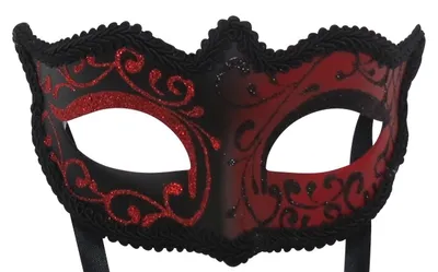 Image de Masque de carnaval vénitien rouge et noir pour Halloween